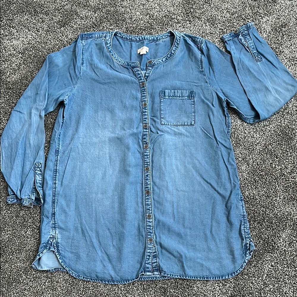 J. Jill Blue Button Down tunic- size S- EUC/SFH